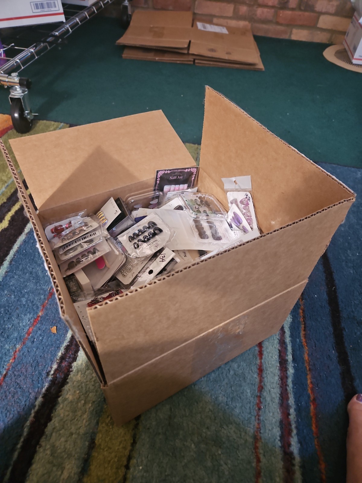 Box Of Press-on Glue-on Nails, Some 24 Count, Most 10 Count Size Medium Over 100