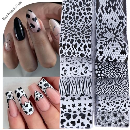 Lace Nail Transfer Foil Stickers 50PCS Black White Flower Lace Nail Foils Line
