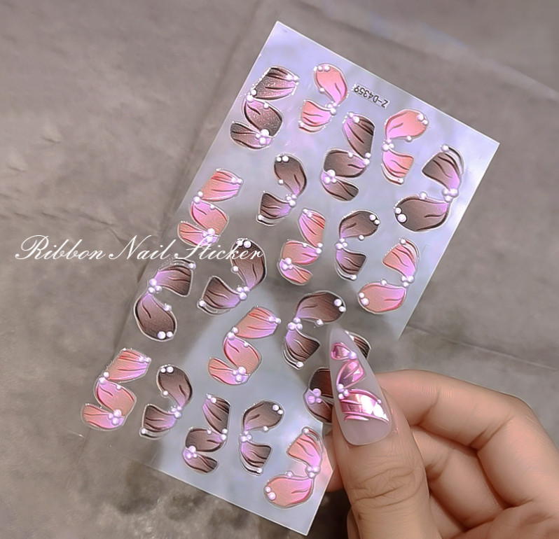 Holographic Nail Art Sticker 5D Engraved Ribbon Self-Adhesive Foils Wraps NS4