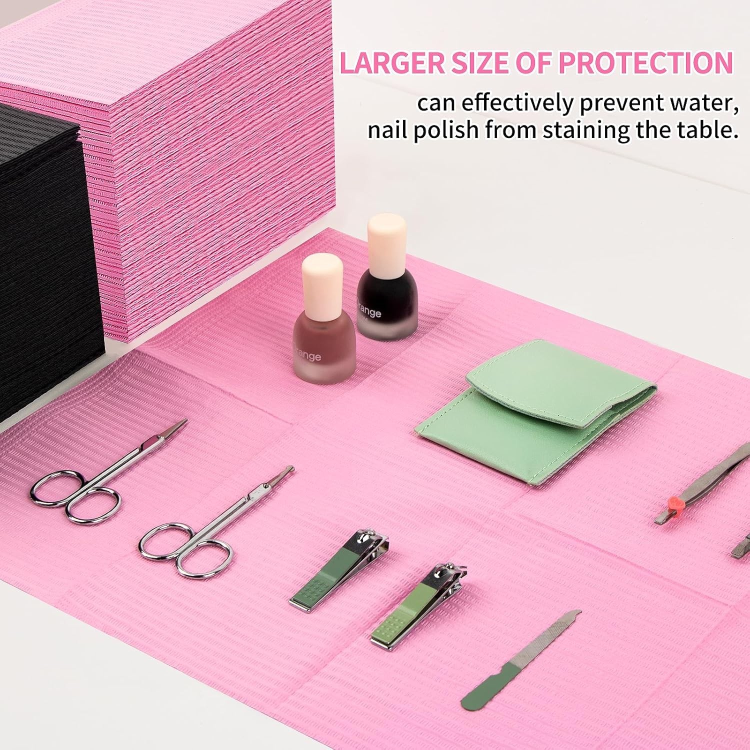 50PCS Disposable Nail Mats, Foldable Nail Paper Towels, 13″X18″ Table Acrylic Na