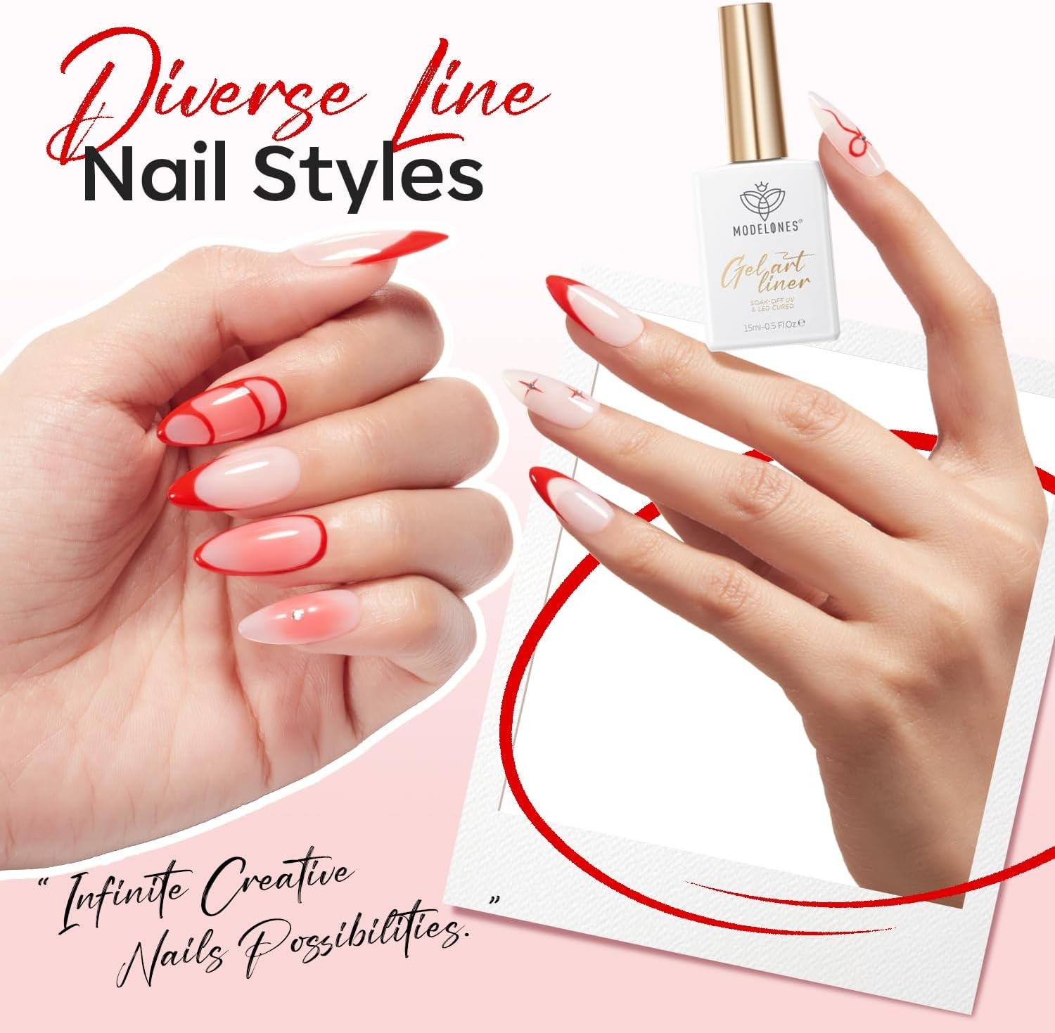 Red French Tip Liner l Polish, 15 ML Bright Red