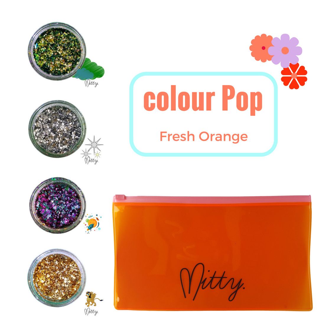 Nail Art Flake Powder, Unicorn Powder, Chrome Flakes – Fresh Orange by Mitty