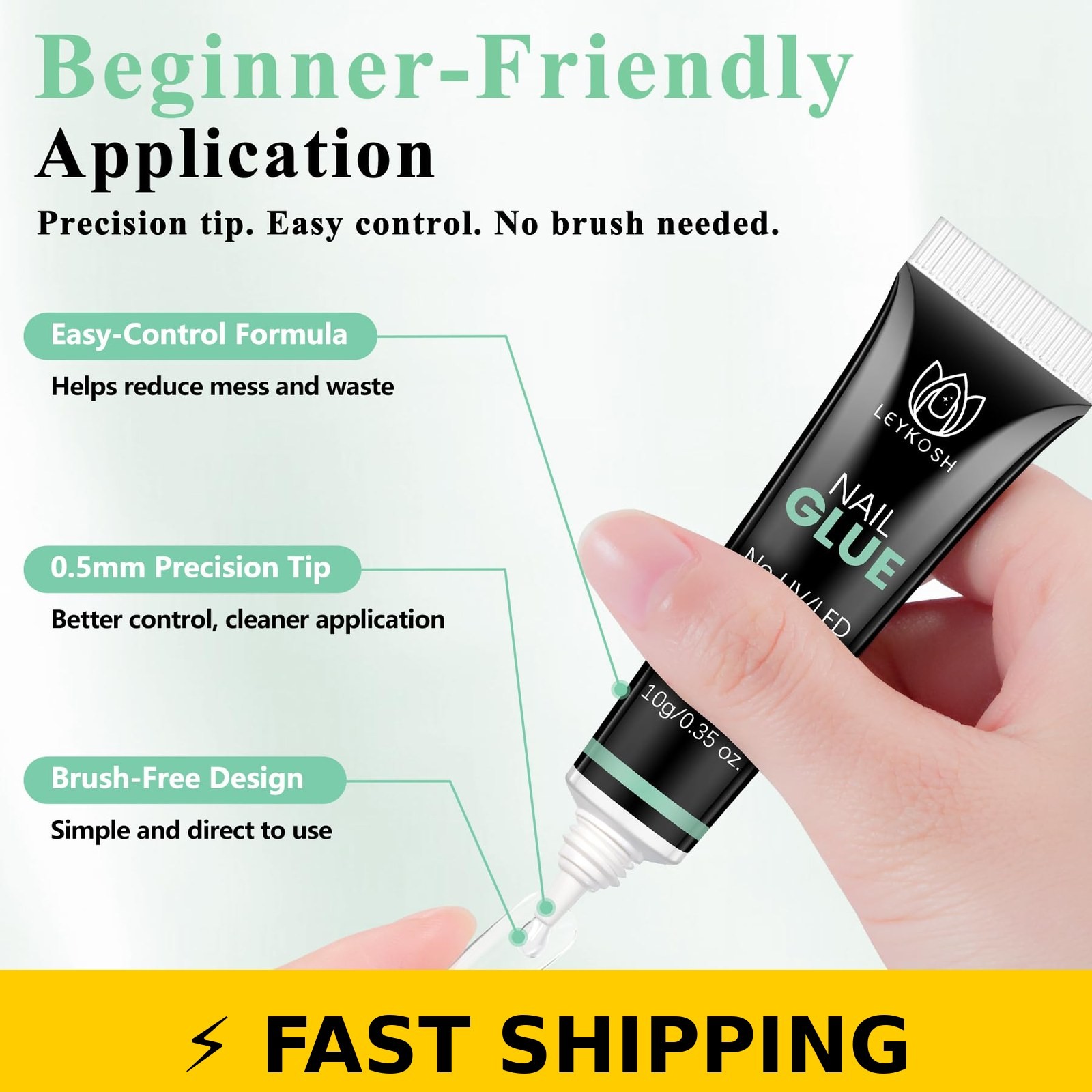 LEYKOSH Nail Glue for Press Ons – Fast-Drying 28+ Days