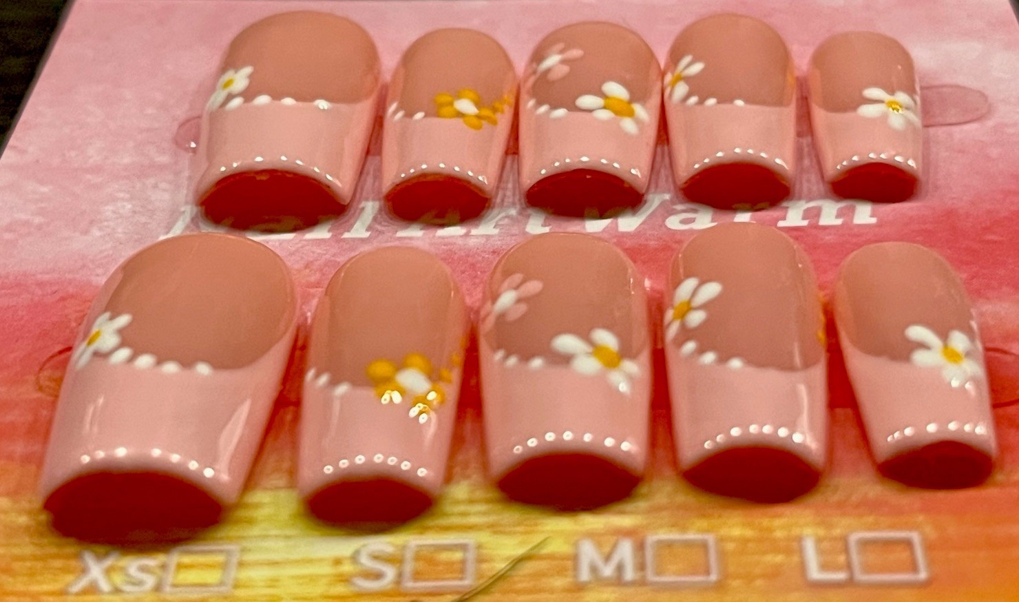 Long Pink French Tip, Acrylic Press ons, Full Set, Size SMALL ✨SEE DESCRIPTION✨
