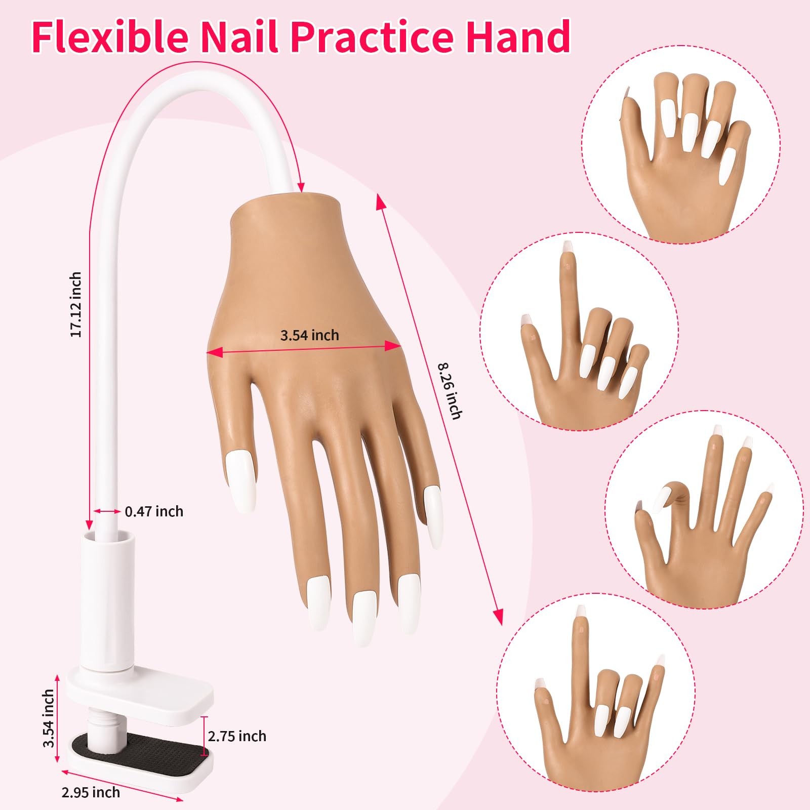 ALUROICE Practice Hand for Acrylic Nails – Nail Tips Won’t Fall off Bronze