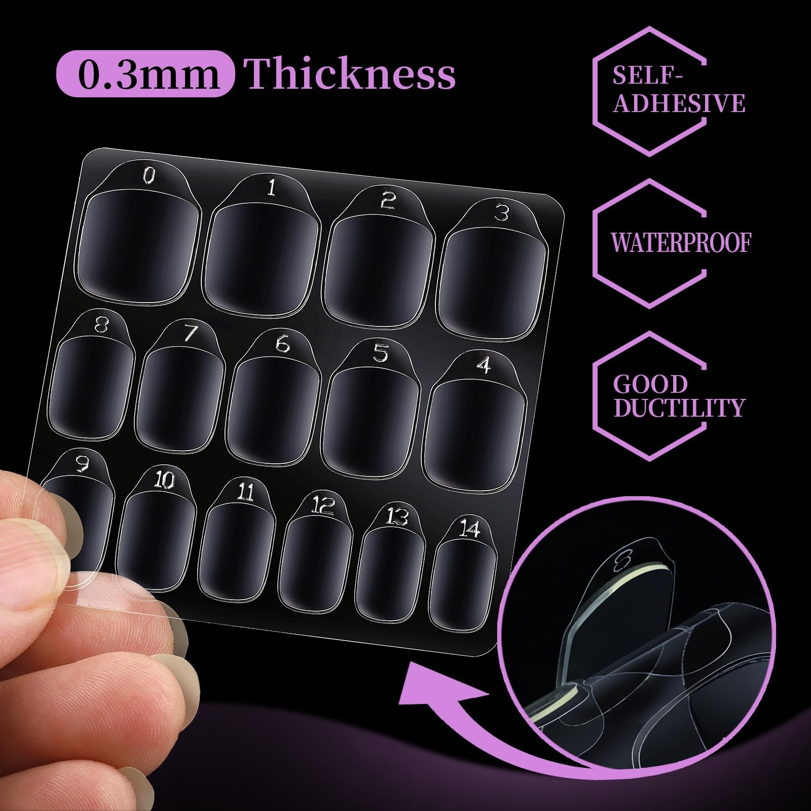 Teenitor 600pcs Press on Nail Adhesive Tabs, 15 Sizes of Clear/Yellow
