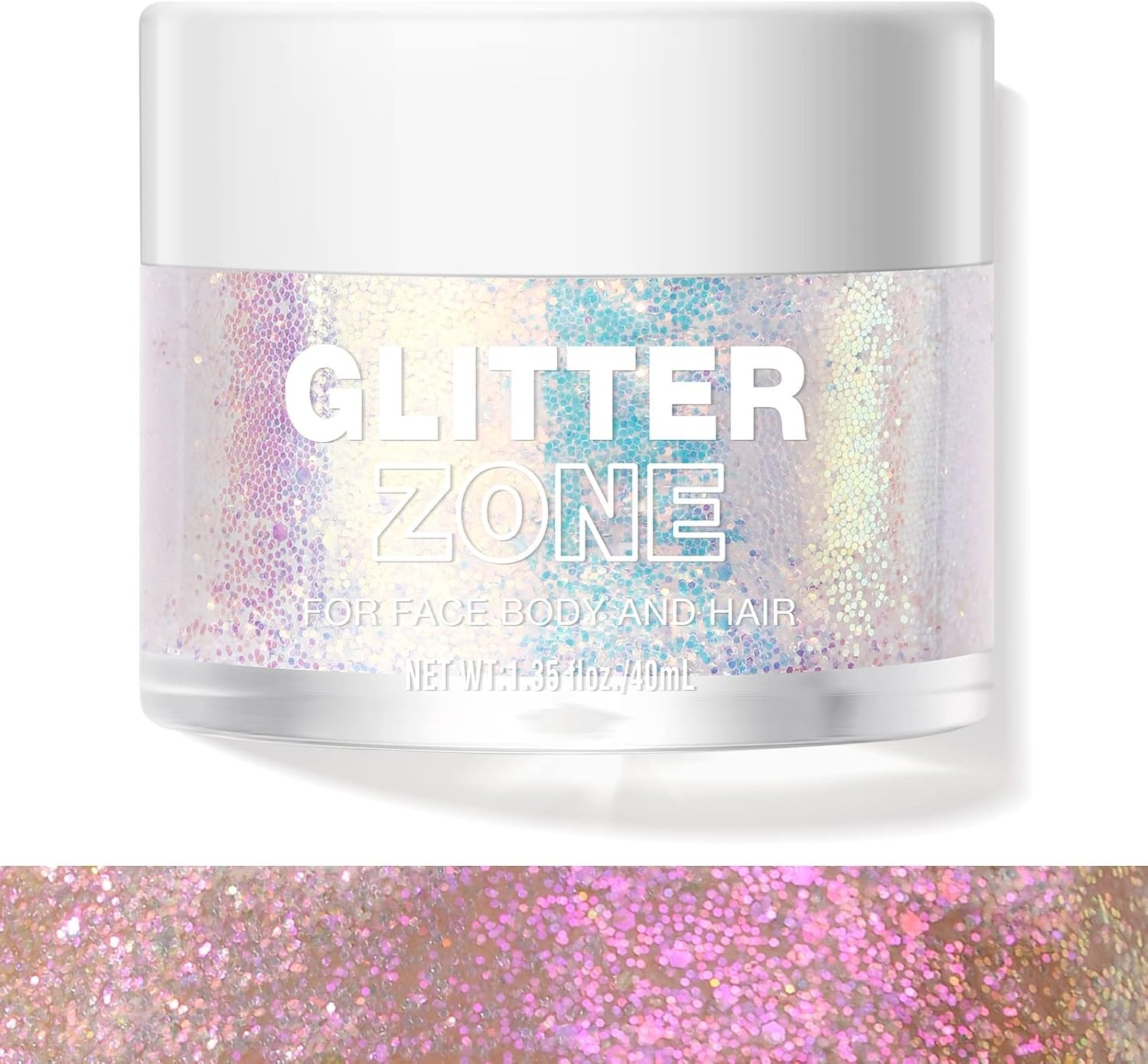 & Cruelty-Free Holographic Glitter Gel for Hair, Face & Body – 1.35 oz