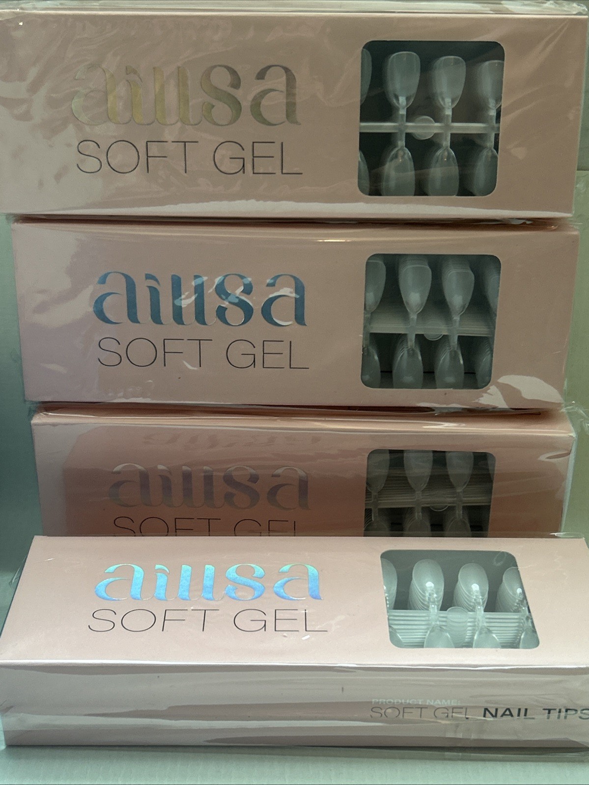 AILLSA Short Almond Nail Tips 1440PCS Soft Gel Full Cover Nail Tips (360pc x4)