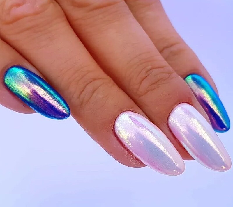AURORA UNICORN CHROME POWDER Nail AB NEON MIRROR Effect RAINBOW Crystal (Opal 1)