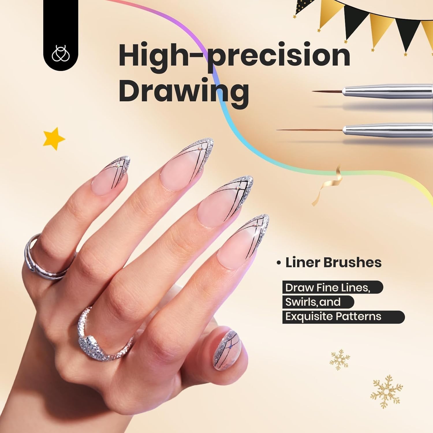 6 Pcs Nail Art Brush Set – Wood Handle for DIY Elegant Designs