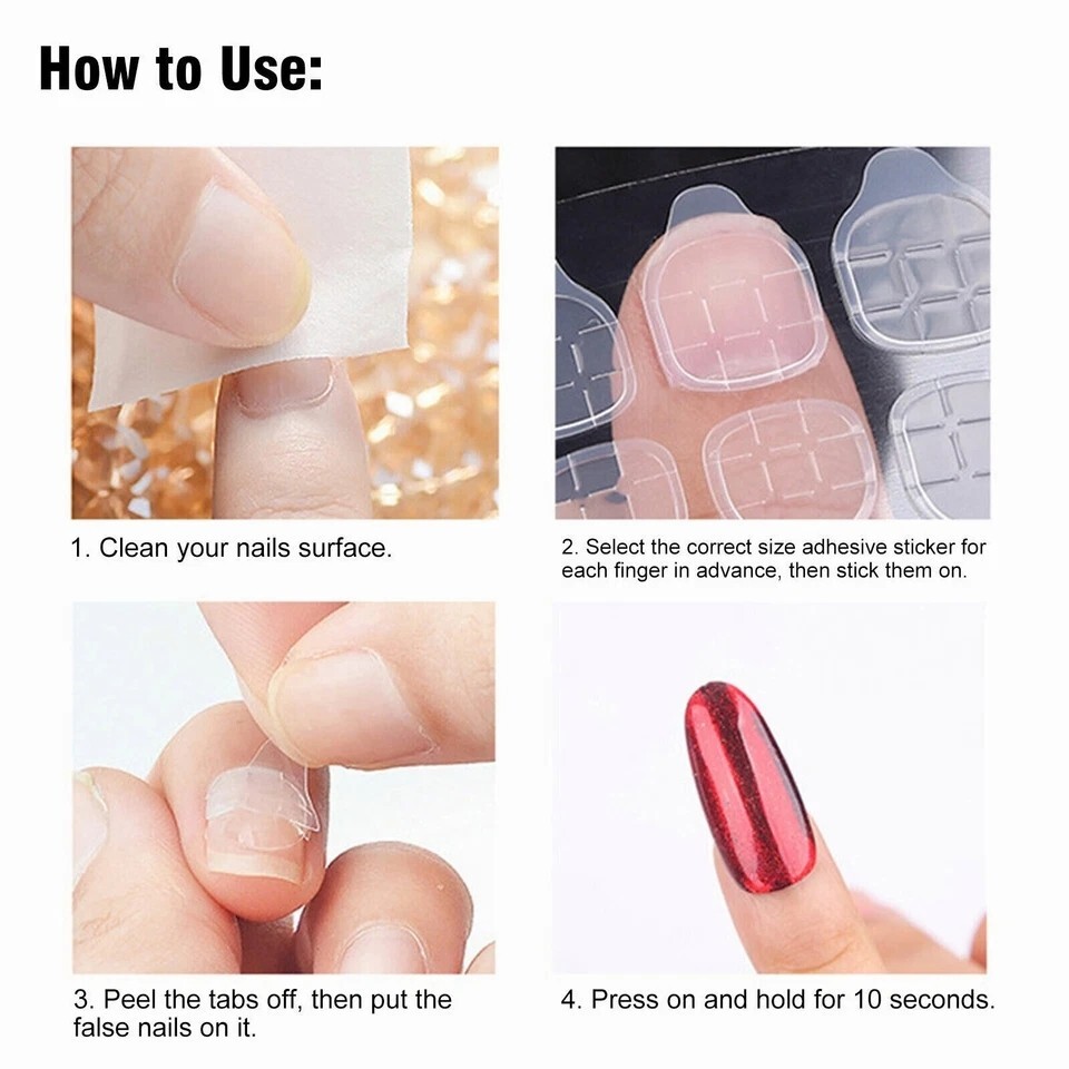 Double-Sided Nail Glue Tape Sticker Adhesive Tabs for Press on Nails 3-15 Sheet