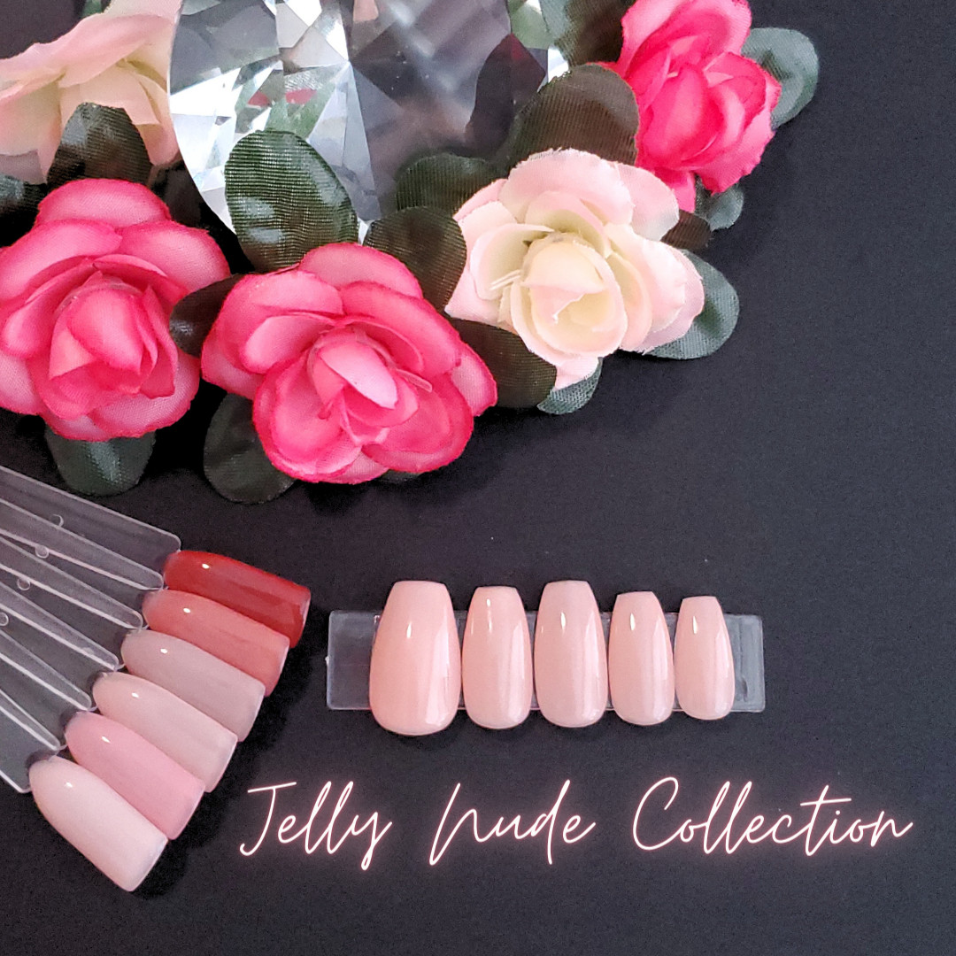 #03 Beige Pink Jelly Nude Press On Nails | Handmade | Hard Gel Glue On Nails