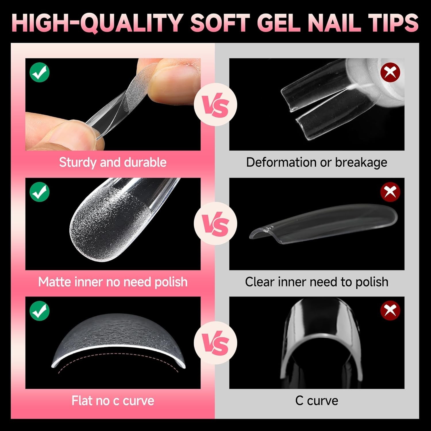 Easy Application Long Stiletto Gel Nail Tips – Pre-Buffed for Effortless Designs