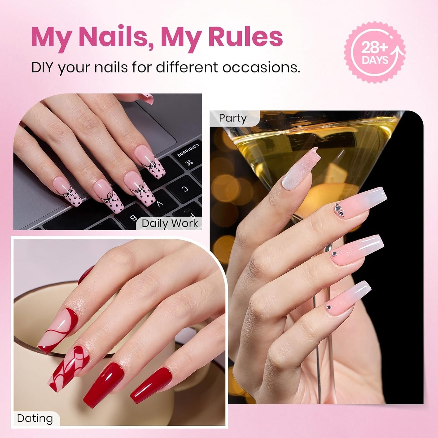Long Lasting Coffin Gel Nail Tips – 160 pcs Easy DIY Extensions for Nails