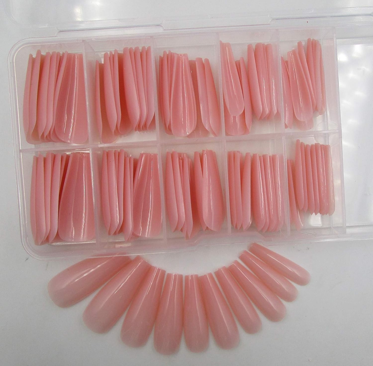 100pc Colored Coffin Press on Nails Long Nude 100 Count (Pack of 1),