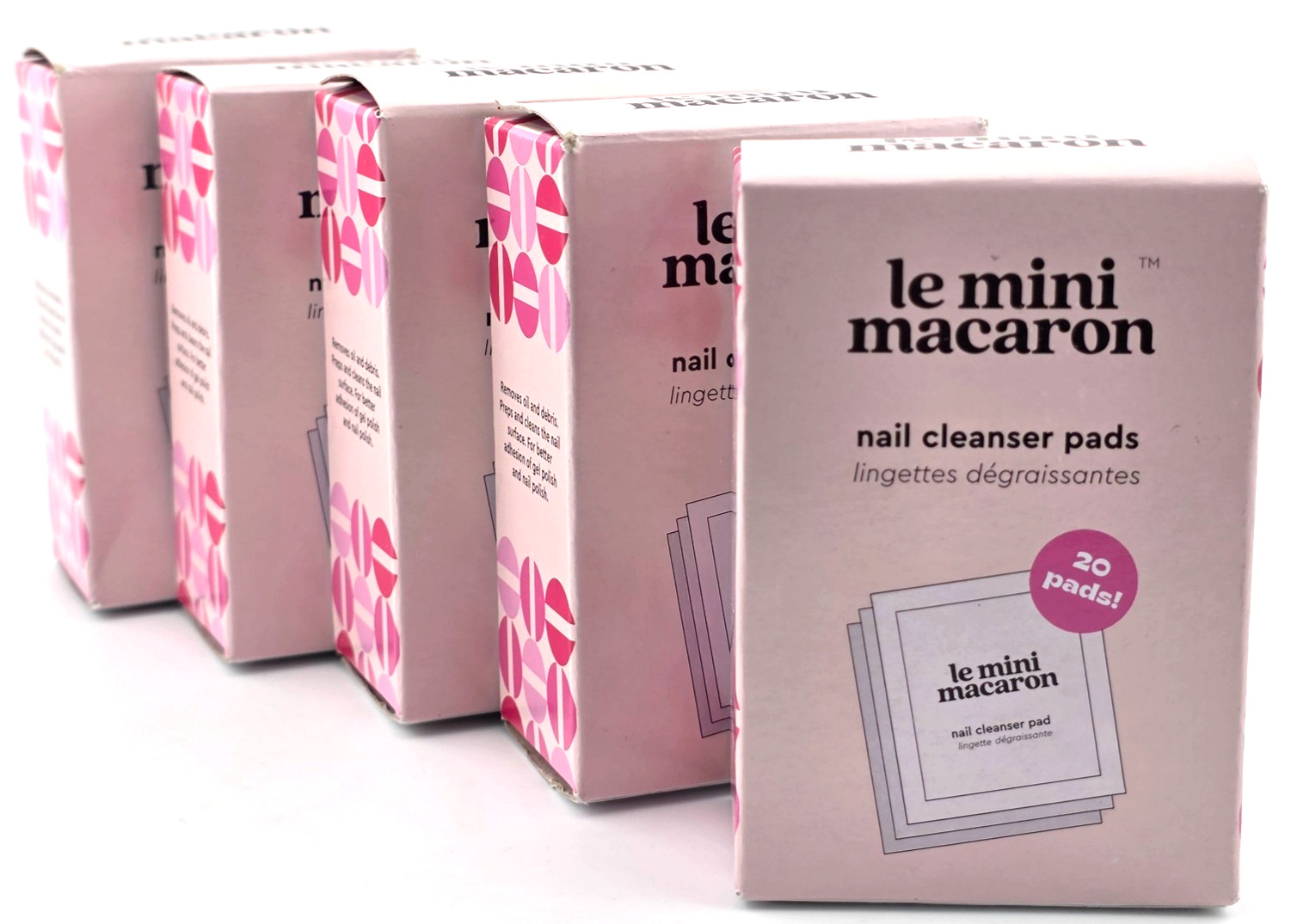 5 Boxes LE MINI MACARON Nail Cleanser Pads 20 Per Box (100 ct Total)