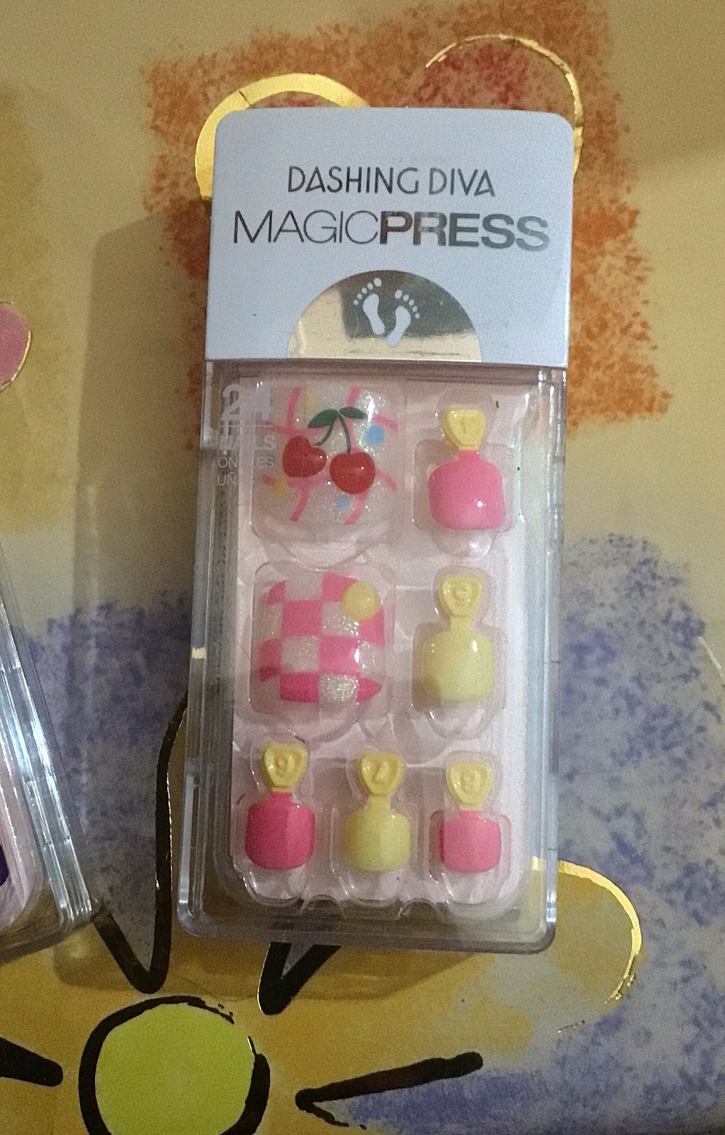 Dashing Diva 2 SETS PEDI Magic Press On Nails DANCING SHOES & CHERRY DISCO