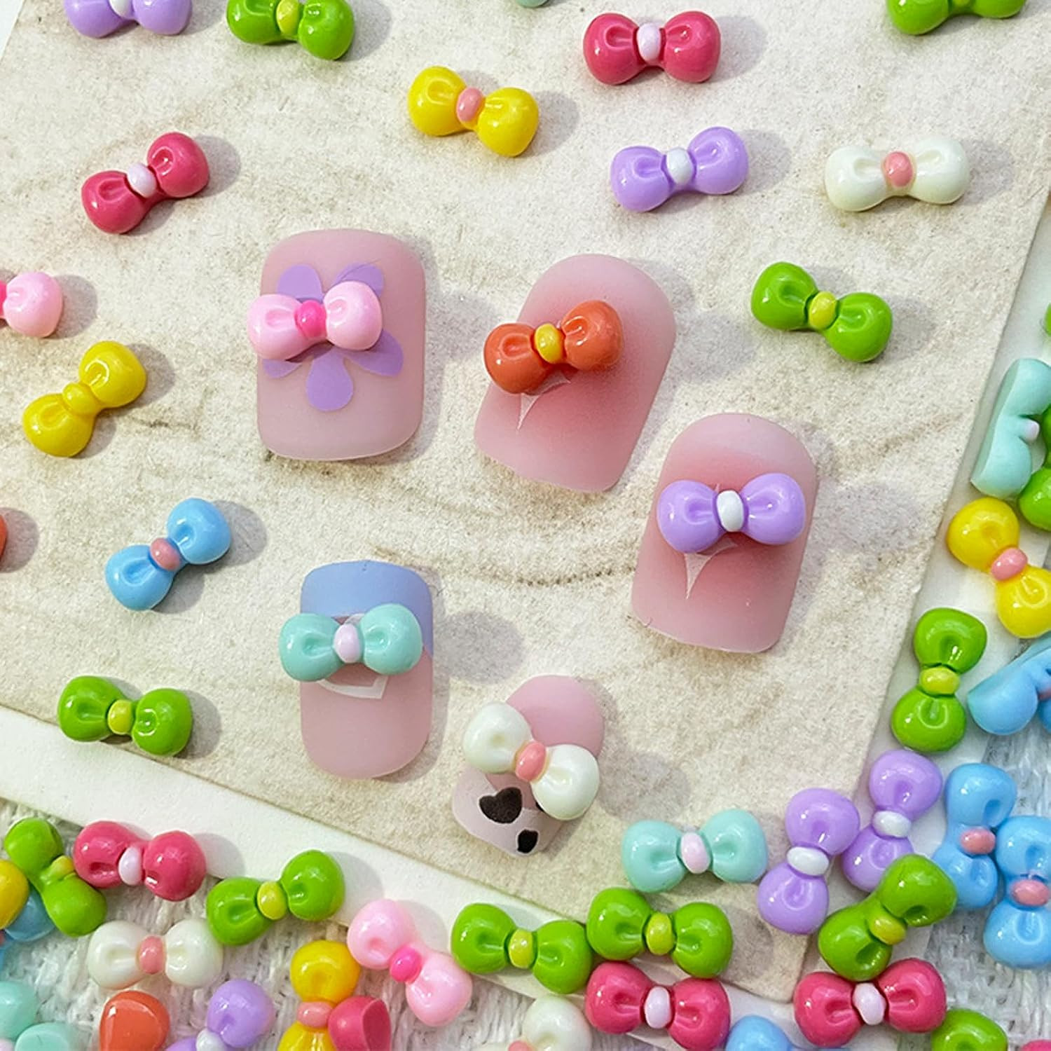100Pcs Heart Nail Charms Mixed Colors Kawaii Nail Charms 3D Resin Love Hearts Rh