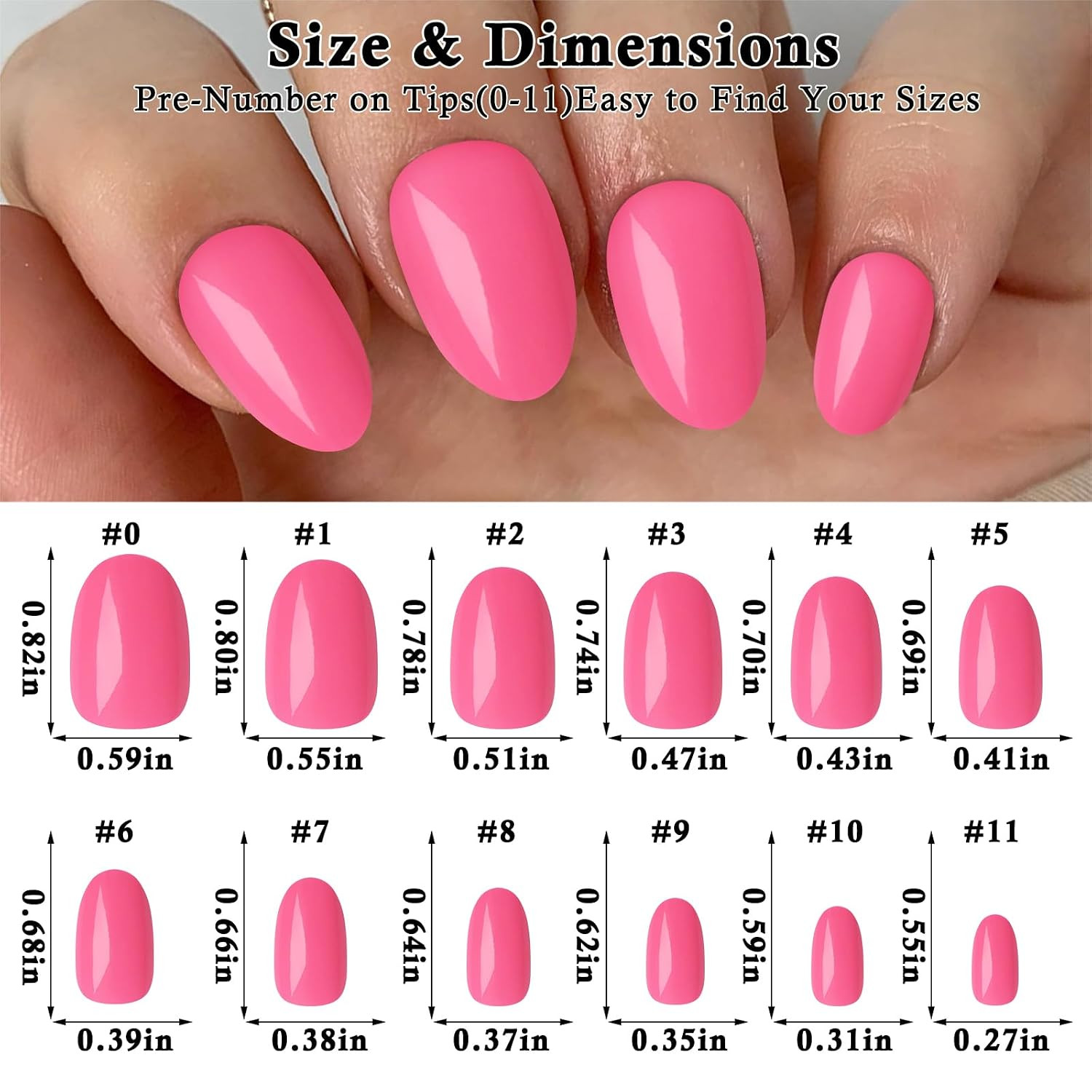 Short Press on Nails Almond Fake Nails, 240 round Almond Press on Nail Short Ful