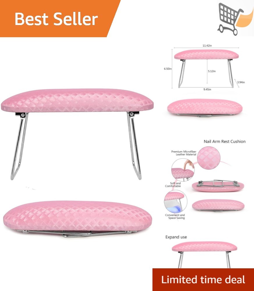 Nail Arm Rest Microfiber Leather Nail Technician Stand Cushion Non-slip Pink