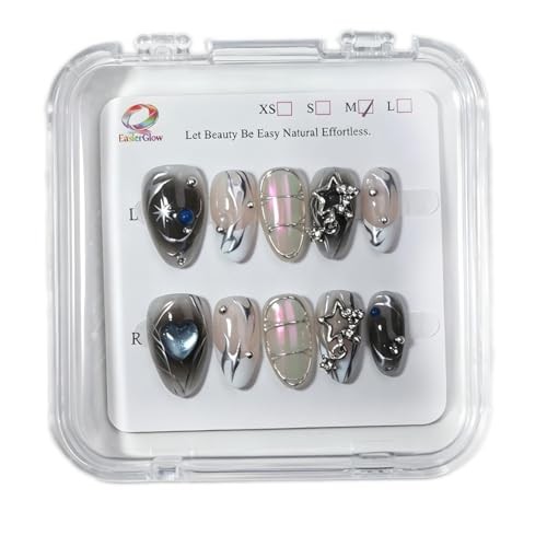 10Pcs Handmadehort Almond Press On Nails – Easy Apply & Remove – S UO06