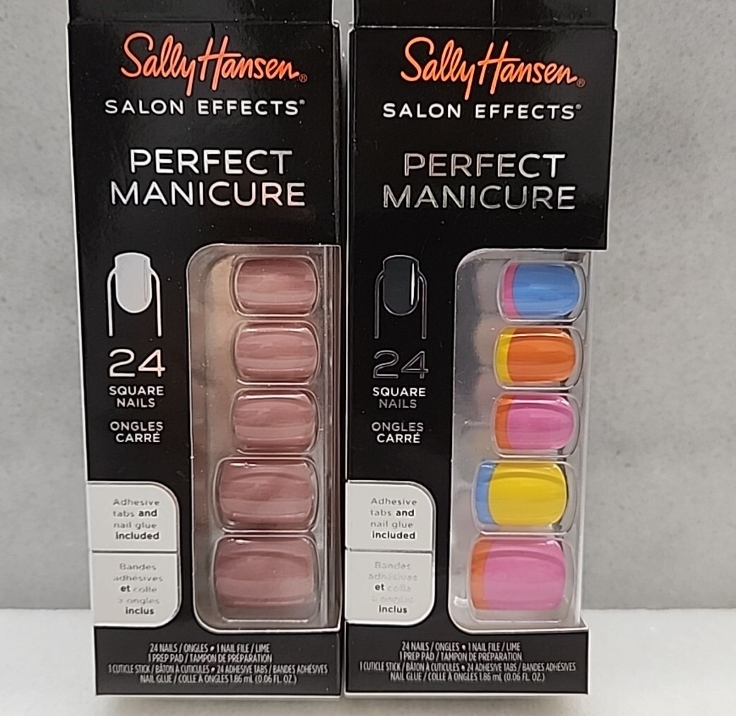 Sally Hansen Salon Effects Perfect Manicure Press on- Block Party & Pink Clay