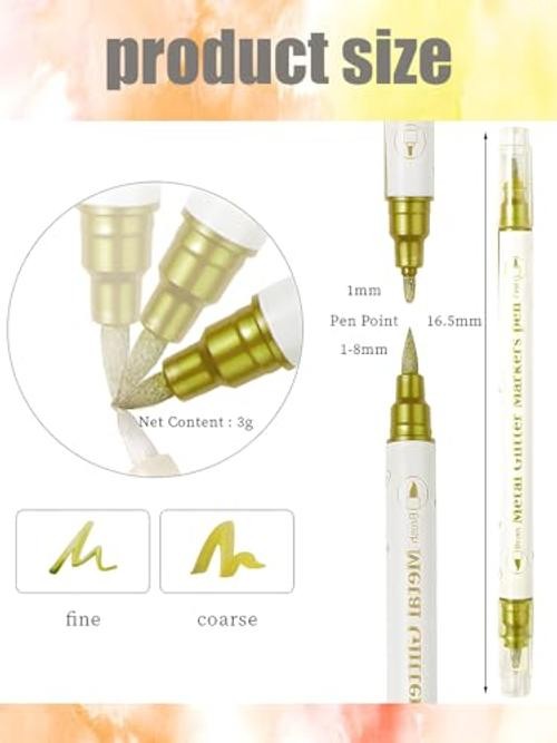 10 Colors Double Ended Metallic Nail Art Marker Pens, 3D Metallic 10 colors