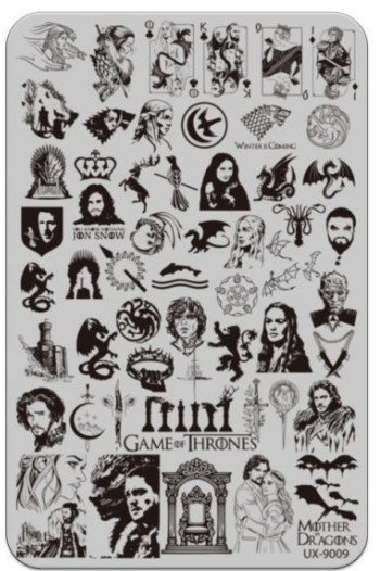 Nail Stamping Plate – Game of Thrones UX-9009 – New