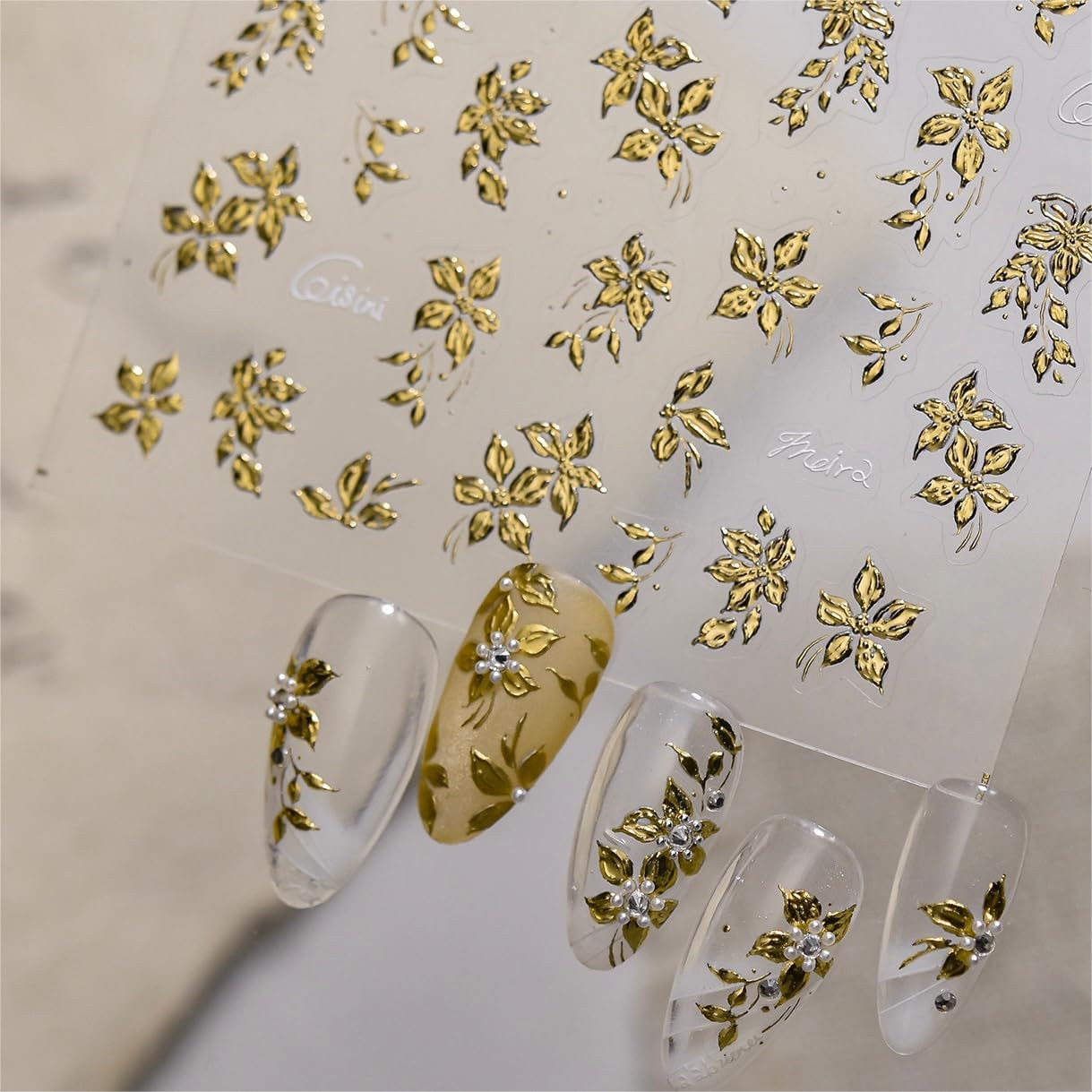 3D Nail Stickers for Nail Art, Embossed Self-Adhesive Cute Nail Charms & Decals