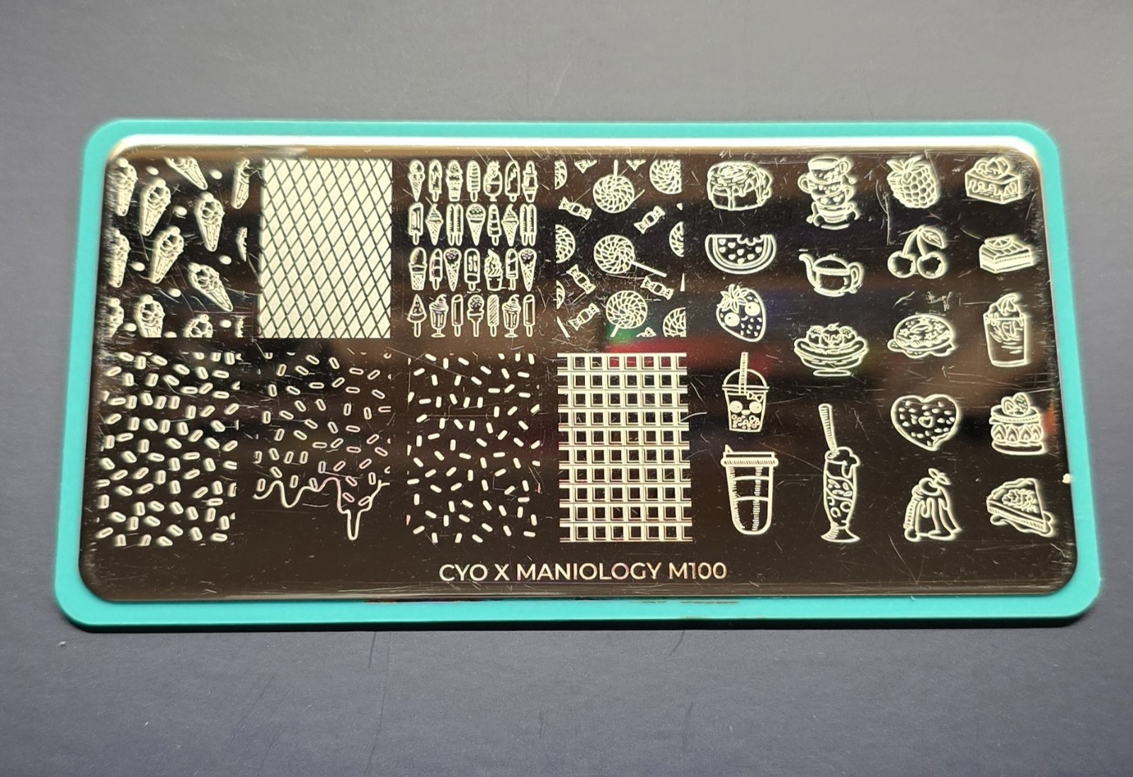 M100 Cyo X Maniology Design Contest Sweet Thing Candy Cake Nail Stamp Plate HTF