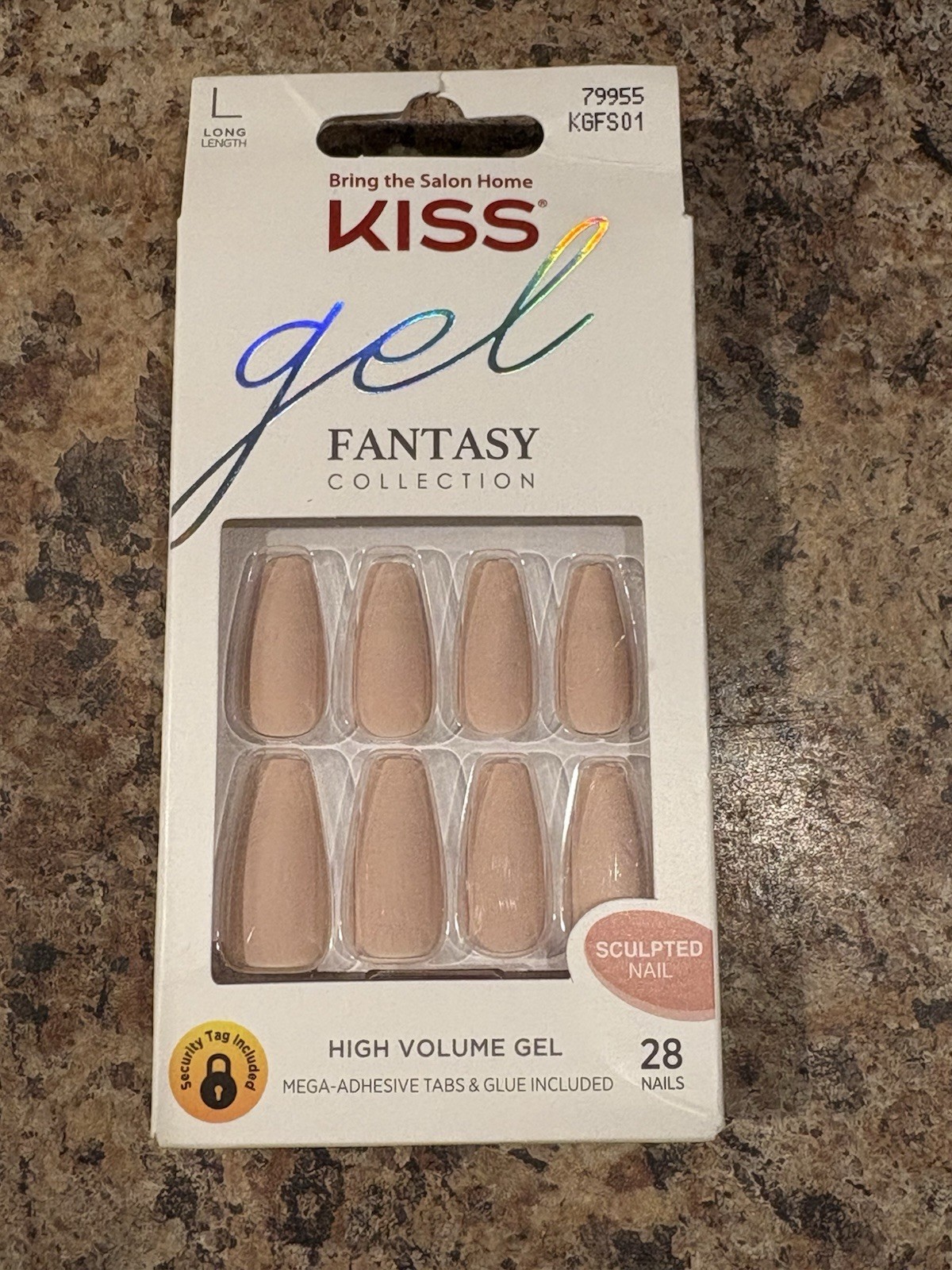Kiss Nails Gel Fantasy Collection Sculpted Nail Long Matte Pink Nude #79955