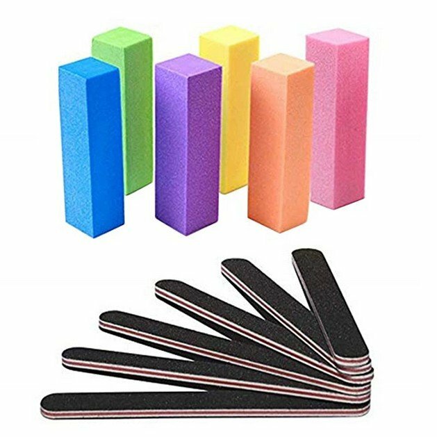 10pcs/12pcs Double-sided Sandpaper Sponge Polished Nail Files Buffer Nail Tools