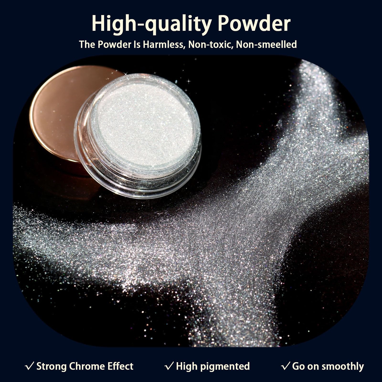 Unicorn Chrome Nail Powder, Aurora Mermaid Iridescent White Pearl Nail Chrome…