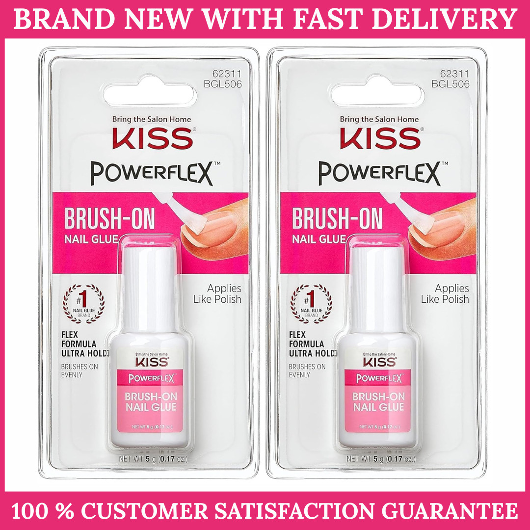 KISS PowerFlex Brush On Nail Glue Ultra Hold 5g x2 Press On Nail Adhesive