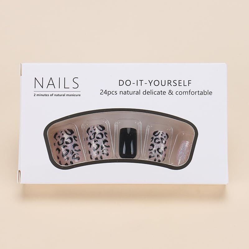Square Press on Nails Medium Square Fake Nails 1 Fl Oz (Pack of 24) Style-6