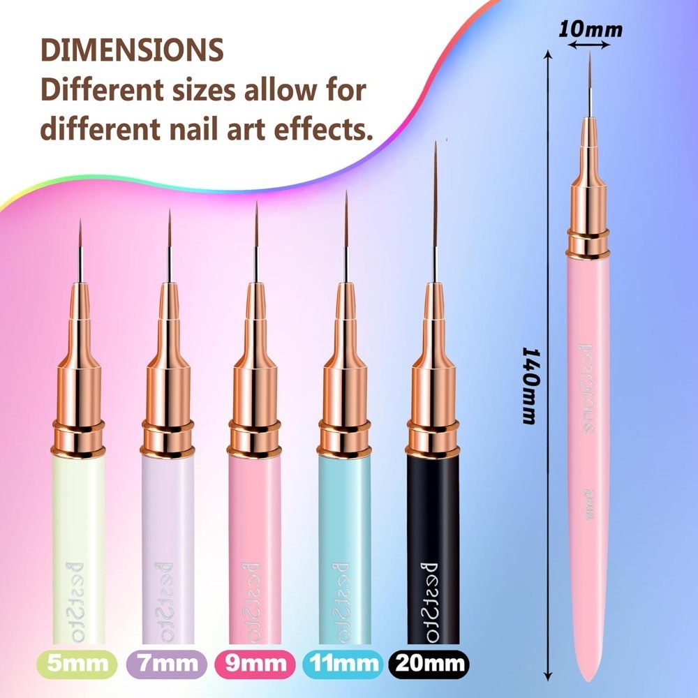 Nail Art Liner Brushes 5Pcs Professional Gel Polish Painting Design Pen Set for