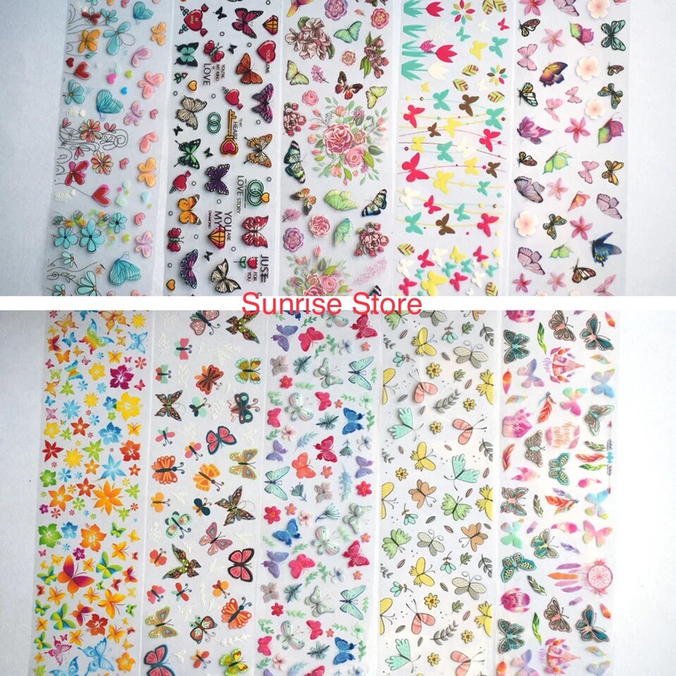 10 pcs Nail Art Transfer Foil Sticker Flower Butterfly Floral Decals Nail Foil