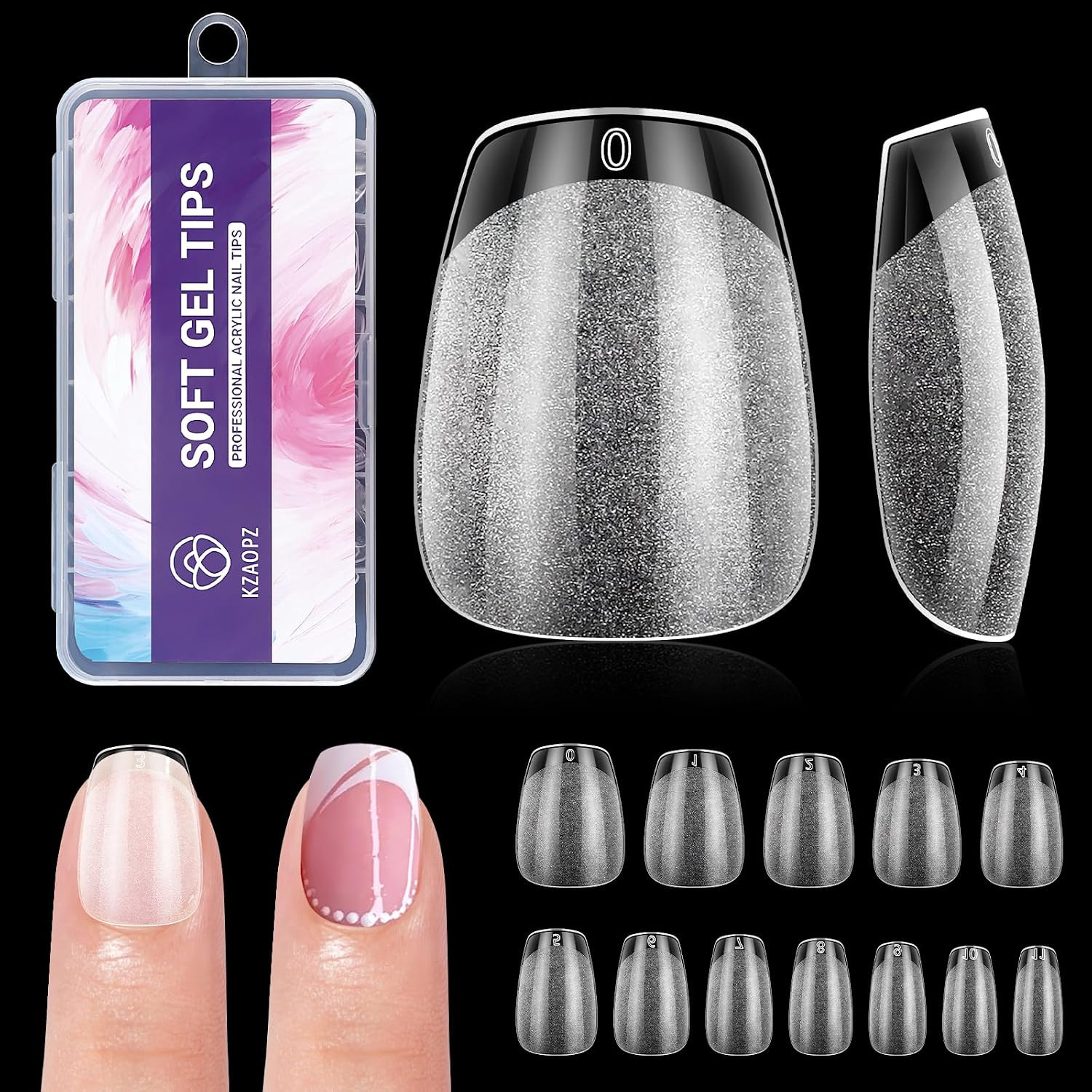 Short Almond Gel Nail Tips: 240 PCS Pre-Shaped False Acrylic Nail Tips Clear Fak