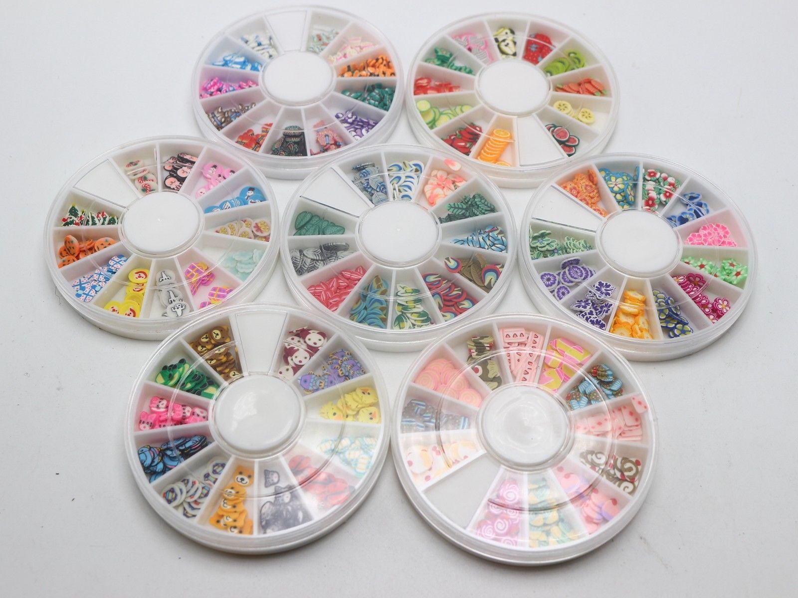 3 Wheel of 12 Styles Assorted 3D Polymer Clay Slices Various Nail Art Tips