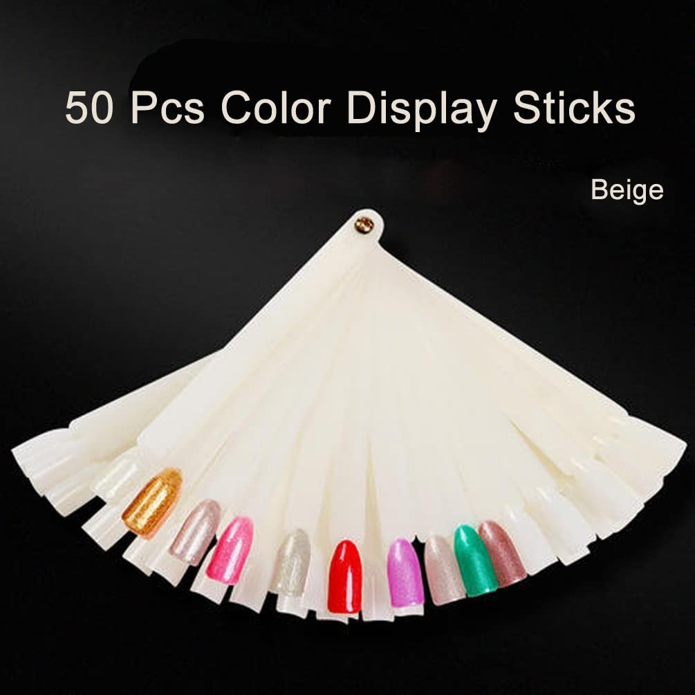 50 Pcs Smooth Glossy Nail Display Sticks with Convenient Ring for Organization
