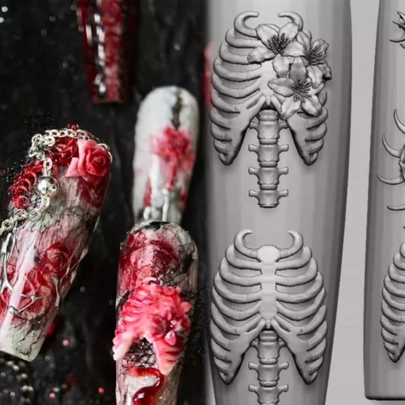 Stylish Silicone Nail Art Mold Ribs Spine Carving Templates for Nail Enthusiasts