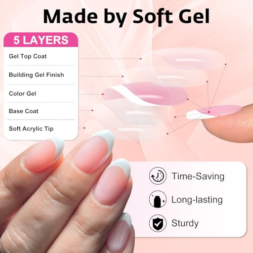 240Pcs French Tip Press on Nails Oval White French Nails Press on Short Fake
