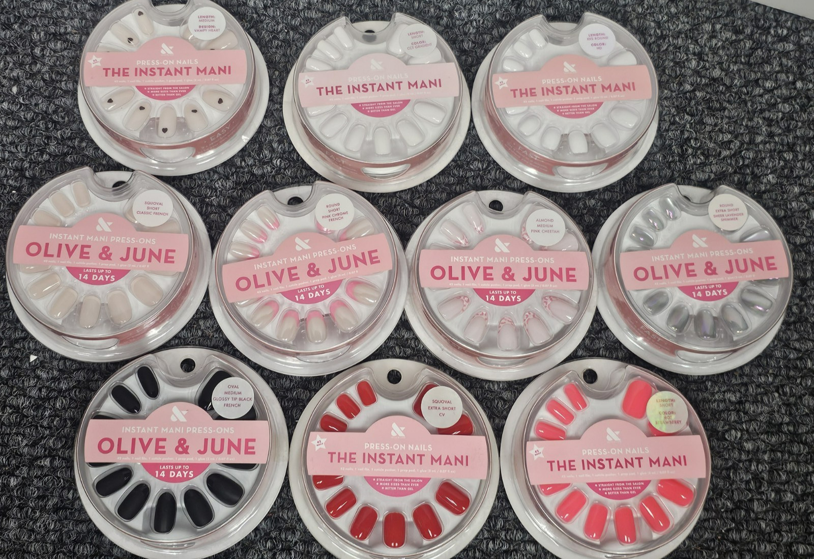 Lot of 10, Assorted Olive & June Mani Press on Nails – check pics for assortment