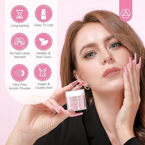 Acrylic Nail Kit Starter Set for Beginners – White Pink Clear Powder, Liquid, To