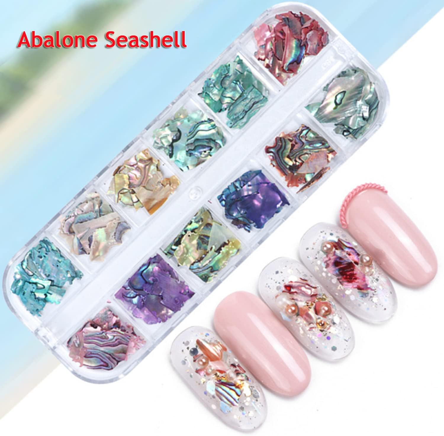 Abalone Seashell Nail Art Sequins, 3D Irregular Thin Nail Art Glitter Flakes Des