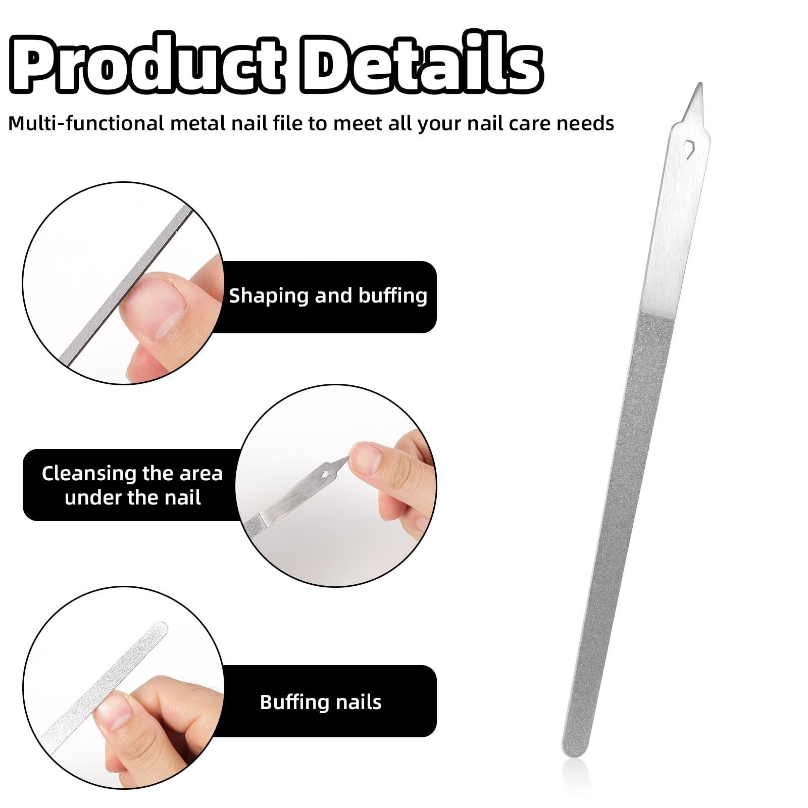 2pcs Diamond Dust Double Sided Deb Nail Files, Stainless Steel Toe Nail Files…