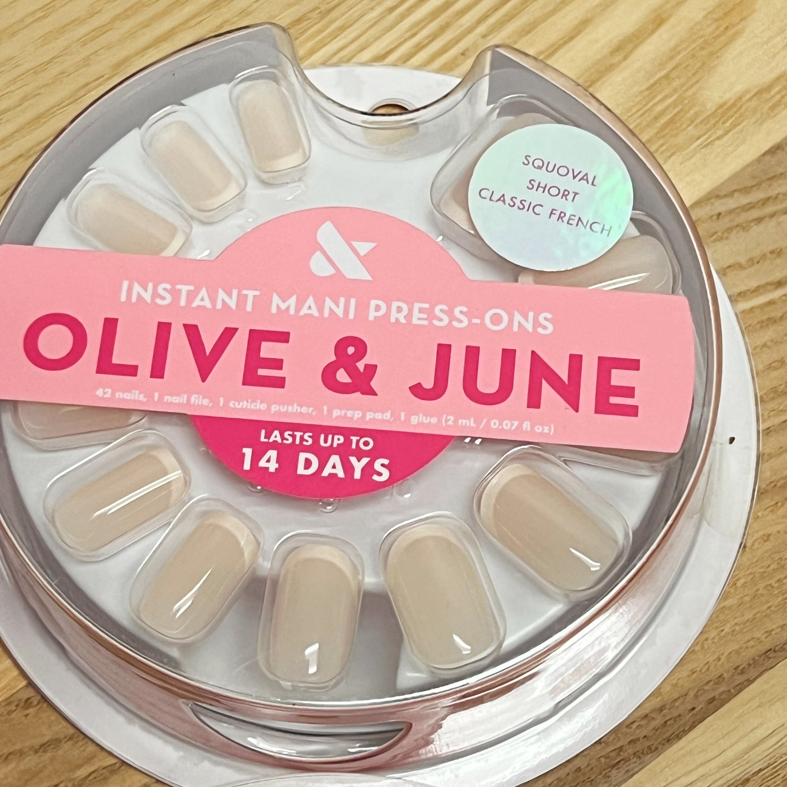 4X Olive & June Short French Tip Press-On Nails Squoval & Round NEW