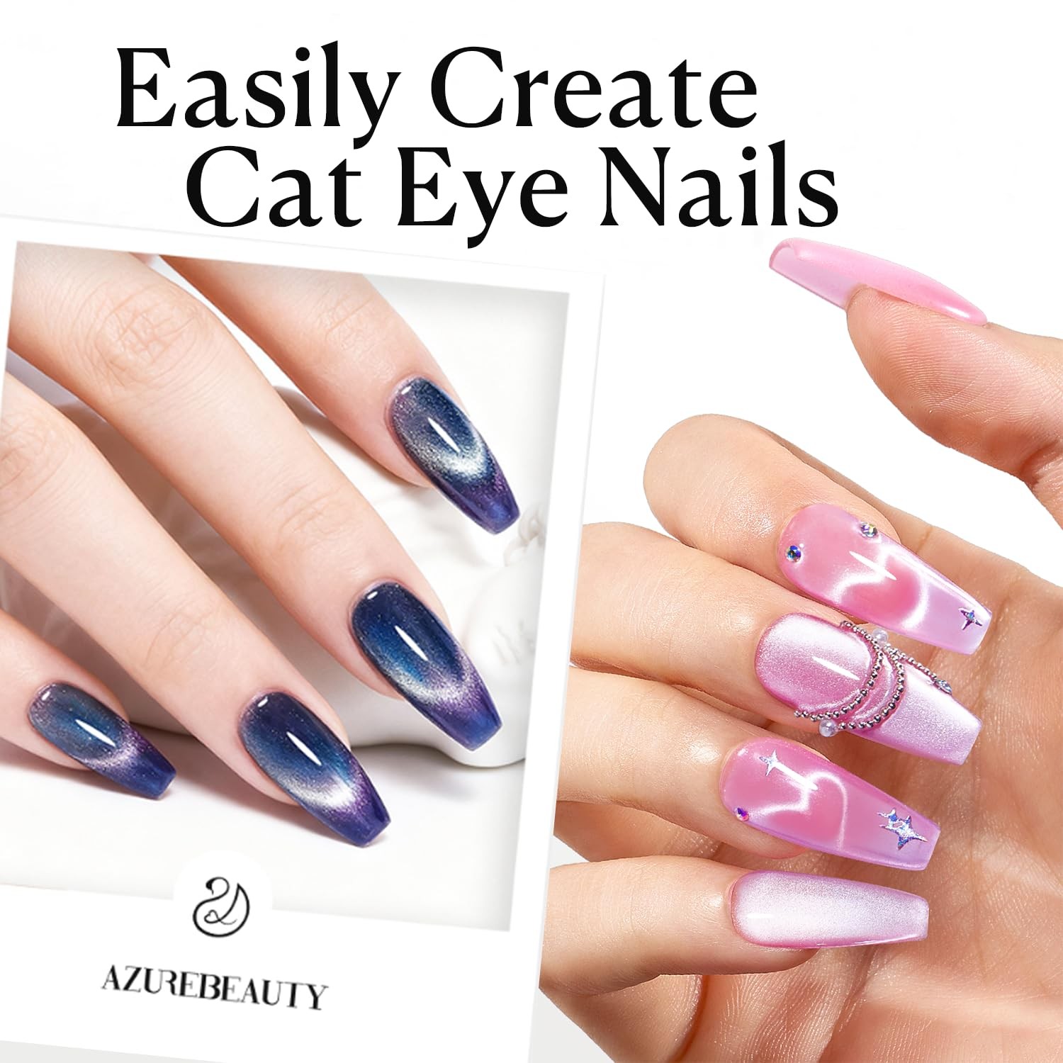 Cat Eye Magnet Nail Art Tools-14Pcs Powerful Cateye Gel Nail Polish Magnet Tools