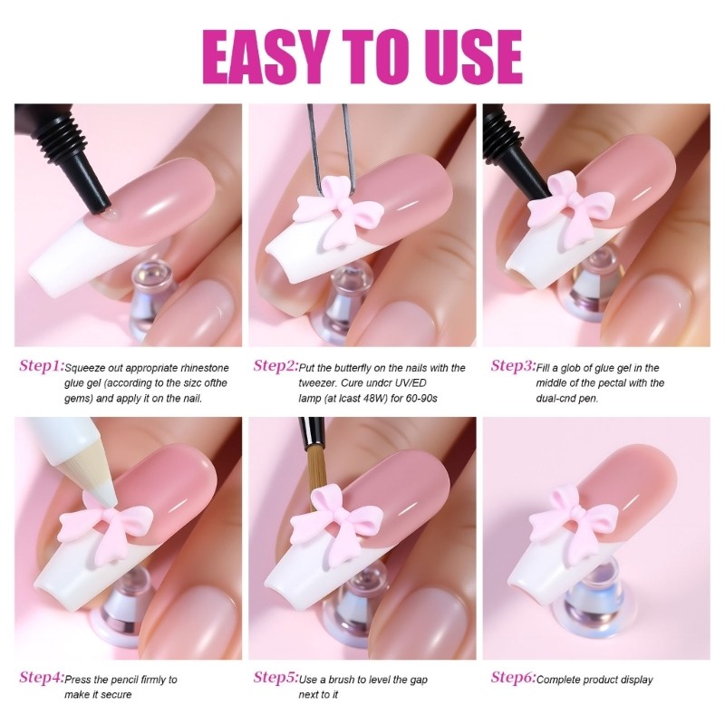 15 Grid Lightweight Resin Nail Art Embellishments In Trendy Bows Shapes