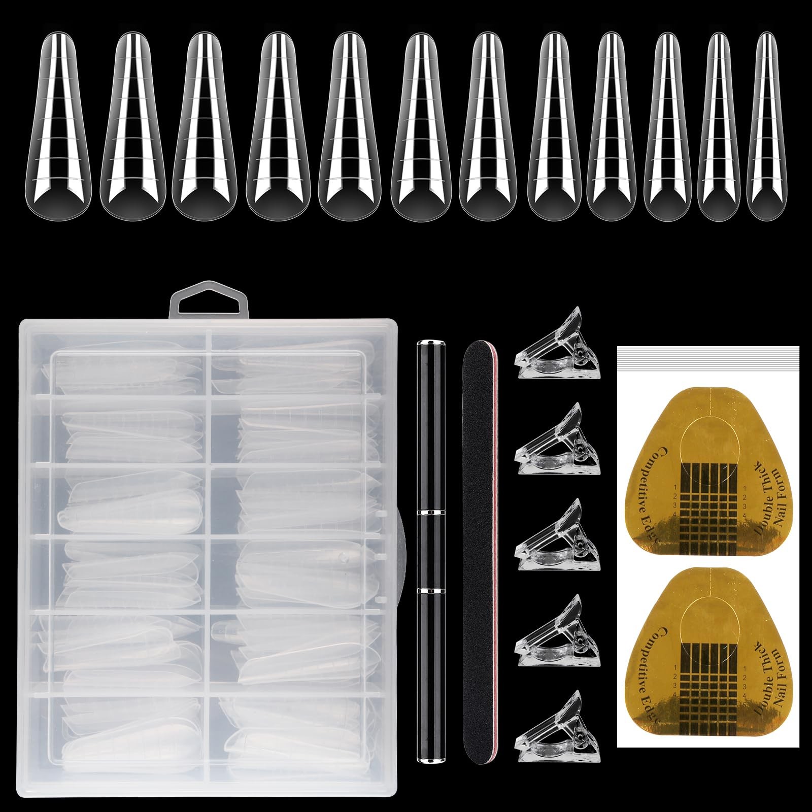 LIONVISON Poly Nail Forms: 120Pcs Coffin Shape Nail Forms for Builder Reusabl…